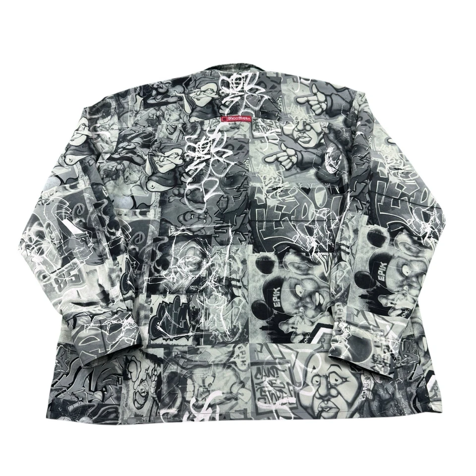 JNCO Y2K VTG L/S Graffiti AOP Polyester Button Front Size Large - Image 2 of 4