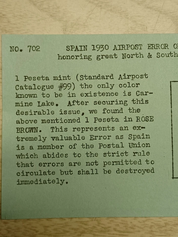 C55a 1930 España Air Post Color Error Marrón Rosa Correo Aereo Pro Union Iberoamer Foto 4 de 4