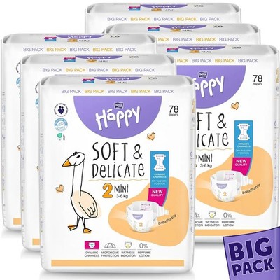 Bella Happy Gr. 2 Babywindeln Mini 3-6 kg 468 (6x78) Stück BIGpack