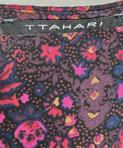 Blusa para mujer T Tahari floral manga larga ligera floral negra talla M - Imagen 4 de 10