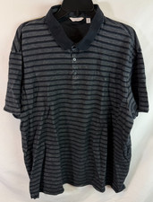 Calvin Klein Black Gray Striped Short Sleeve Polo Shirt Men's Size XXL