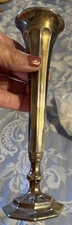 Sleek Silver Trumpet Bud Vase, Quite Heavy, 7” Tall 