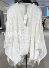 ZARA NEW WOMAN ZW COLL EMBROIDERED CAPE BLOUSE ASYMMETRIC ECRU XS-L 5107/043/712