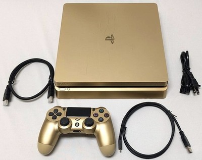 Sony PS4 PlayStation 4 Slim Limited Edition 1TB GOLD Console Bundle System Set