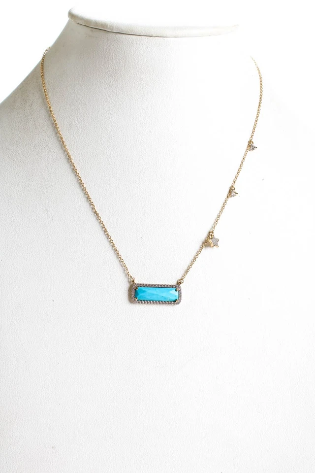 Colgante de halo de espinela turquesa facetado chapado en oro plata esterlina rarezas para mujer Foto 2 de 4