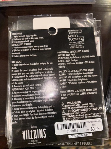 Disney Villains Böse Königin Schneewittchen Körper Aufkleber Nagelsticker Kostüm Neu - Bild 2 von 2