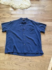 Vintage 1950s Henry Amber Rayon Gabardine Loop Collar Shirt Rockabilly MCM