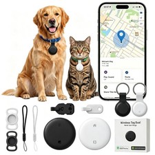 Pet GPS Tracker 2 Pack for Dogs Cats, IPX6 Waterproof, iOS Android Compatible