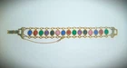 Vintage SCARAB BRACELET Costume Jewelry Gold Plated Plastic Multicolor Stones