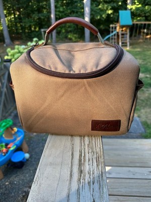 LL Bean Signature Flip top Lunchbox Cooler -Khaki and leather