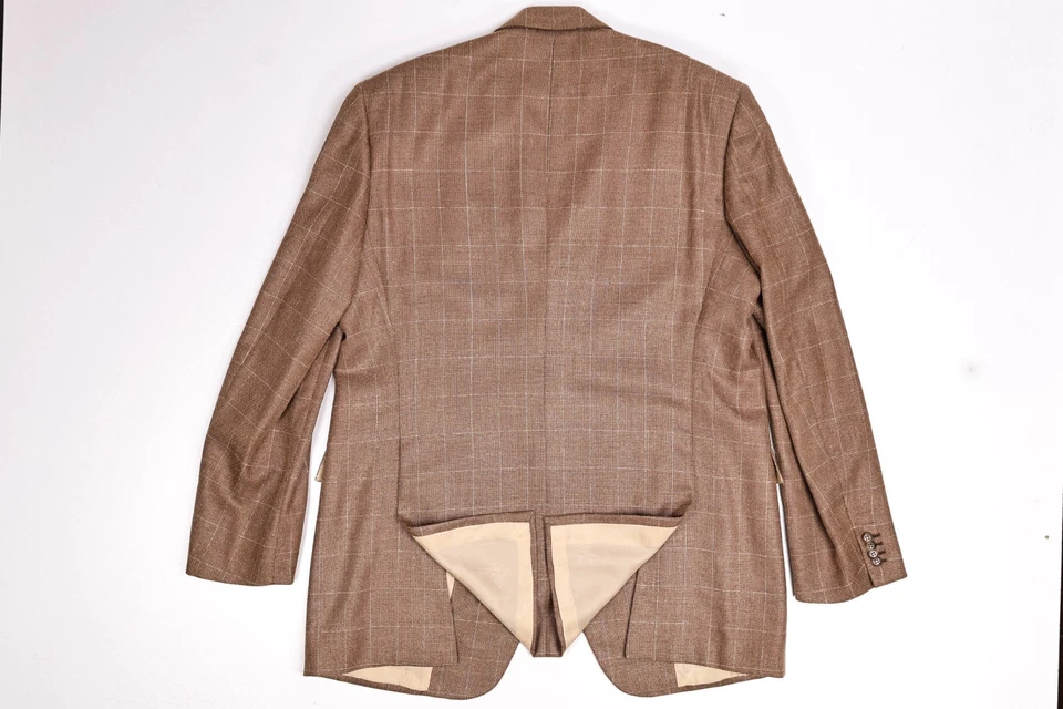 Chaqueta Blazer Brioni Lucca Beige Tejido Ventana Mezcla Lana 3 Botones 44 R Foto 3 de 4