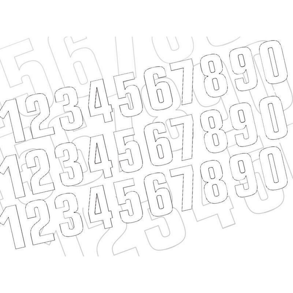 White Race Numbers - Pack Of 3 Units Blackbird PVC 5047/10/5 For Motorcycle