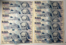 10 Consecutive 1989 Mexico 20000 20,000 Viente Mil Pesos Serie EA Banknotes aUnc