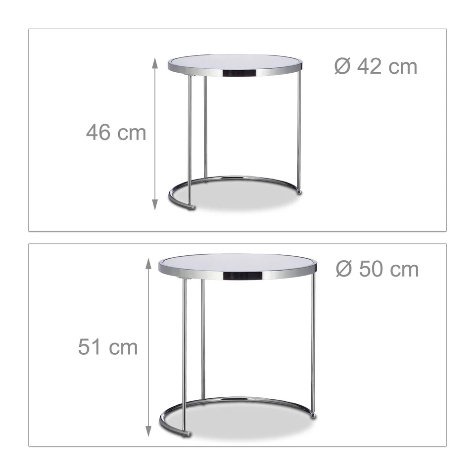Table d'appoint tables basses modernes 50 cm 2 pièces table gigogne en verre - Photo 3/4