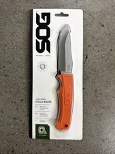 SOG FK1002-CP 4.1" Orange Handle Fixed Blade Field Knife, Sheath & Factory Box