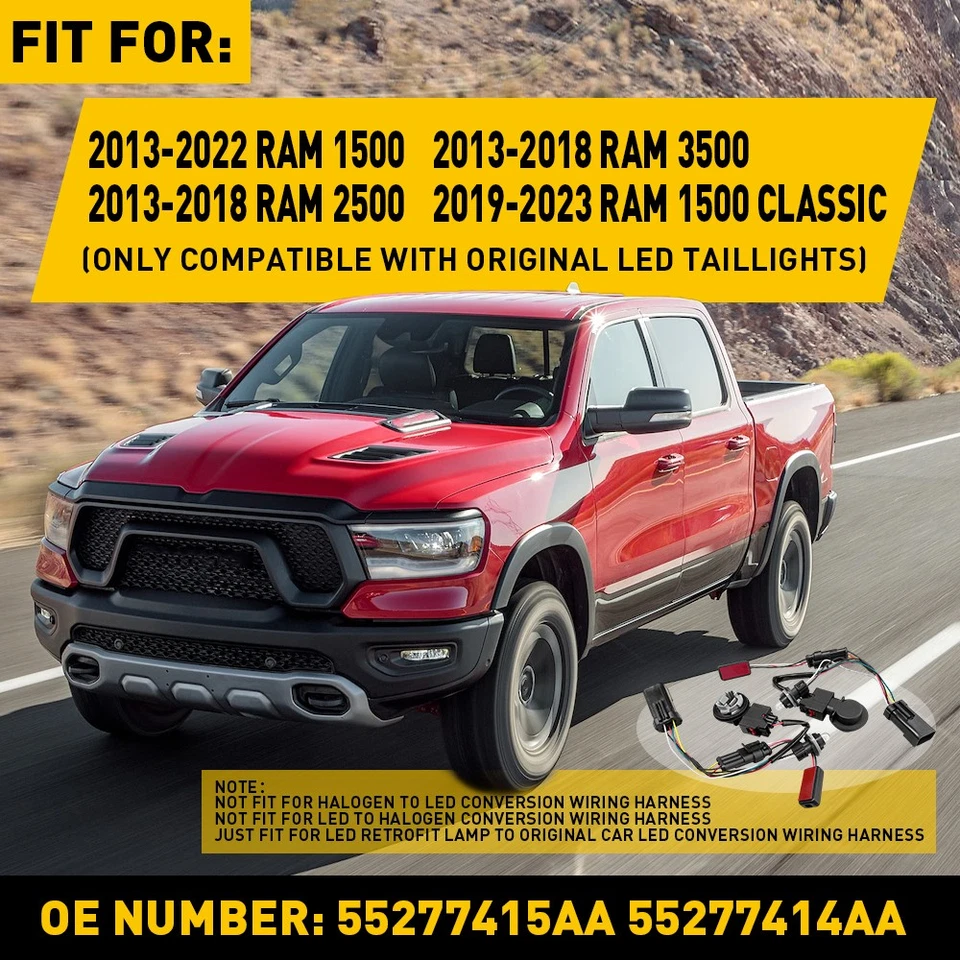 Kits de chicote de fios de conversão de lanternas traseiras de LED para 2013-2018 2500 1500 Ram 3500 - Imagem 2 de 4