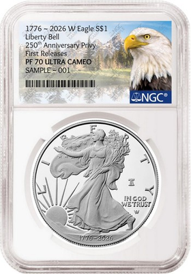 #ad 2026 W 250th Anniversary Proof Silver Eagle NGC PF 70 UC FR Mtn Presale $341.20