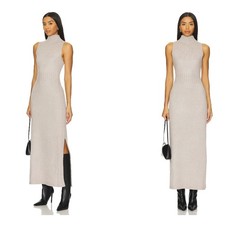525 Aurora Funnel Neck Maxi Dress in Taupe Heather (S)