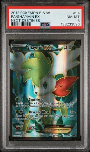 2012 POKEMON BLACK & WHITE NEXT DESTINIES #94 FULL ART/SHAYMIN EX PSA 8