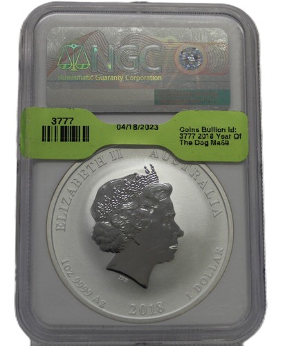 2018 P Australia $1 Colorized Year of the Dog 1oz Coin NGC MS 70 - Picture 2 of 2