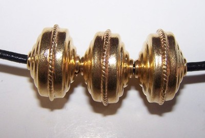 Thai Hill Tribe Vermeil Hollow Stepped Bi-Cone Beads - Vintage - 17 mm