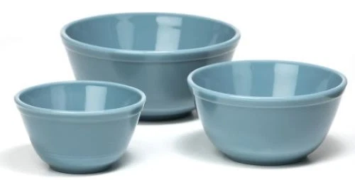 Mixing Nesting Bowls Set 3 Stackable - Georgia Blue Glass - Mosser USA
