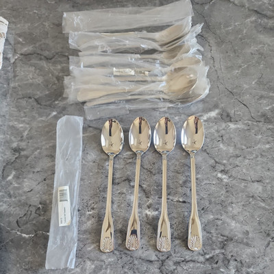 NEW Set of 12 Winco Stainless ''Toulouse'' Pattern Extra Long Spoons (EB1)