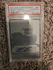 2021 Leaf Ultimate Draft Micah Parsons Rookie 1/1 Auto MP1 Print Plate Yellow