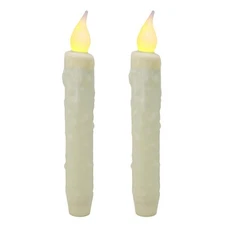 CVHOMEDECO. Real Wax Hand Dipped Battery Operated LED Timer Taper Candles Cou...