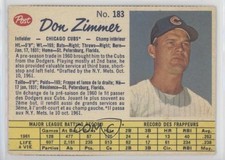 1962 Post Canadian Don Zimmer #183 0n0