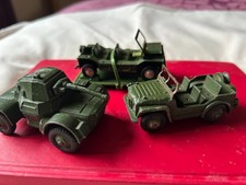 DINKY 3 X ARMY VEHICLES  670 ARMOURED CAR . AUSTIN CHAMP & AUSTIN MINI MOKE VTG
