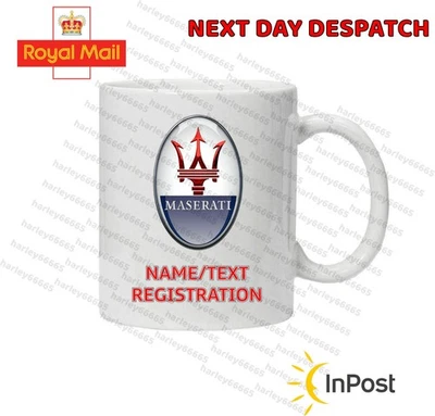 Personalised Mug Maserati & NAME Custom 325 ml Cup 6 Designs Two Sided white