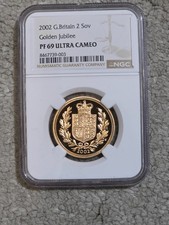 2002 Great Britain Double Sovereign Gold Coin NGC PF69 UC Golden Jubilee