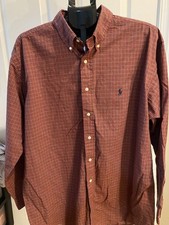 POLO RALPH LAUREN Classic Fit Long Sleeve Button Shirt Red Plaid Sz 17 34/35