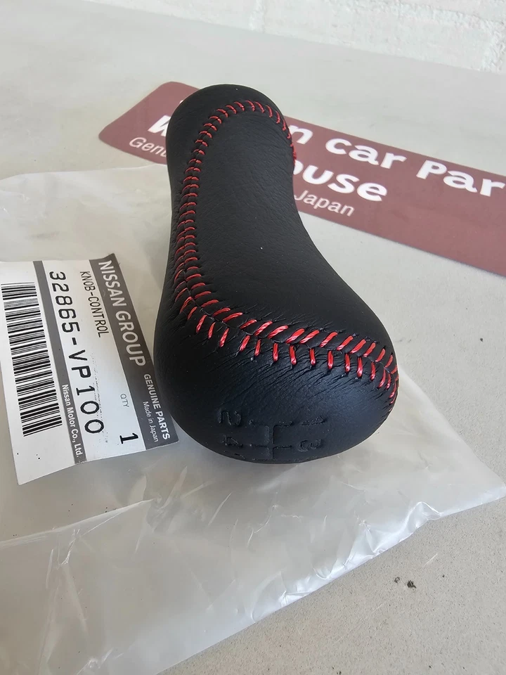 Genuine Nissan OEM 90-96 300ZX Fairlady Z Z32 Red Stitch Leather Shift Knob — 第 4/4 张图片