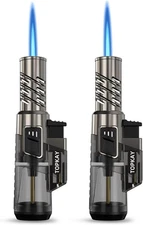 2 Pack Torch Lighter Jet Flame Butane Refillable Mini Black 