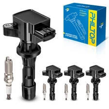 PHILTOP Set of 4 Ignition Coil Pack and Iridium Spark Plugs Fits for Mazda 20...