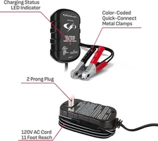 Electric 0.8A Car Battery Charger and Maintainer 12V 2-in-1 Power Solution