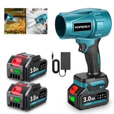 Turbo Blower Handheld Cordless Air Blower Electric Mini Leaf Blower w/2 Battery