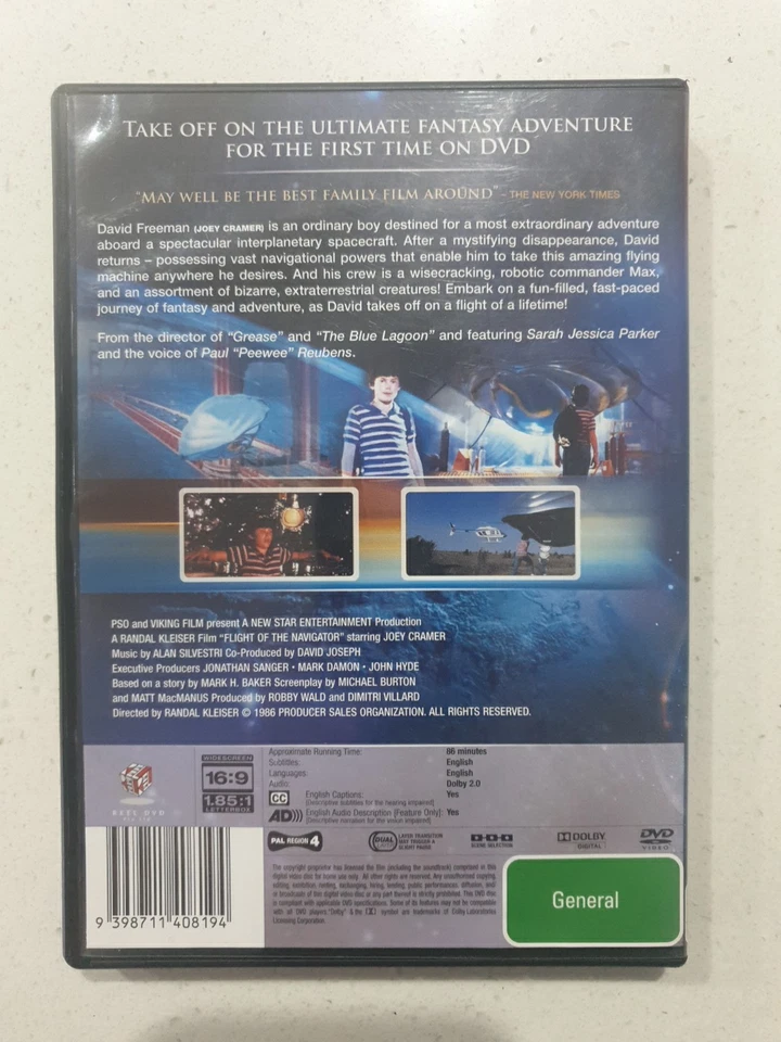 Flight of the Navigator DVD Joey Cramer, Sarah Jessica Parker - image 2 of 3