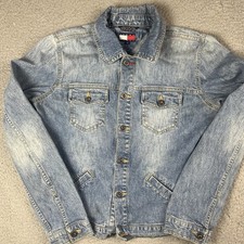 Vintage Tommy Hilfiger Denim Jean Jacket Coat Womens Size M Trucker Cost Y2K
