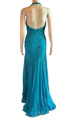 Versace F/W 2005 Runway Campaign Halter High Slit Slip Evening Dress Gown |  eBay