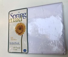 Springmaid Pinafore Solids White Full Flat Sheet 54”x 75” Made In USA New Sealed