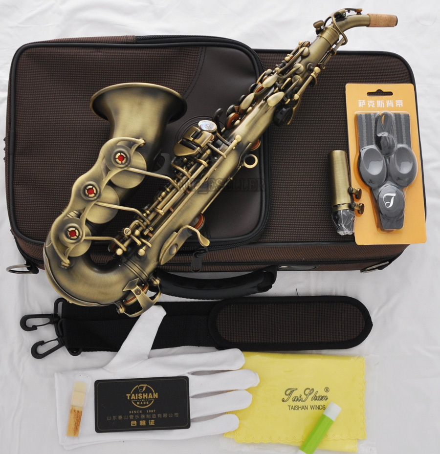 Professional TaiShan New Curved Soprano Saxophone Matt Antique Bb Sax