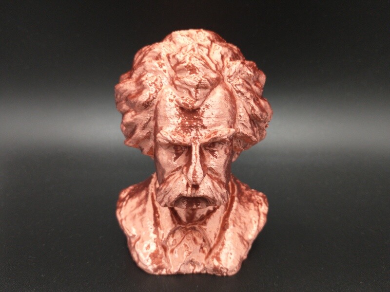 Mark Twain 3D Printed Bust Statue Figurine Sculpture Author Writer 4" Pick Color