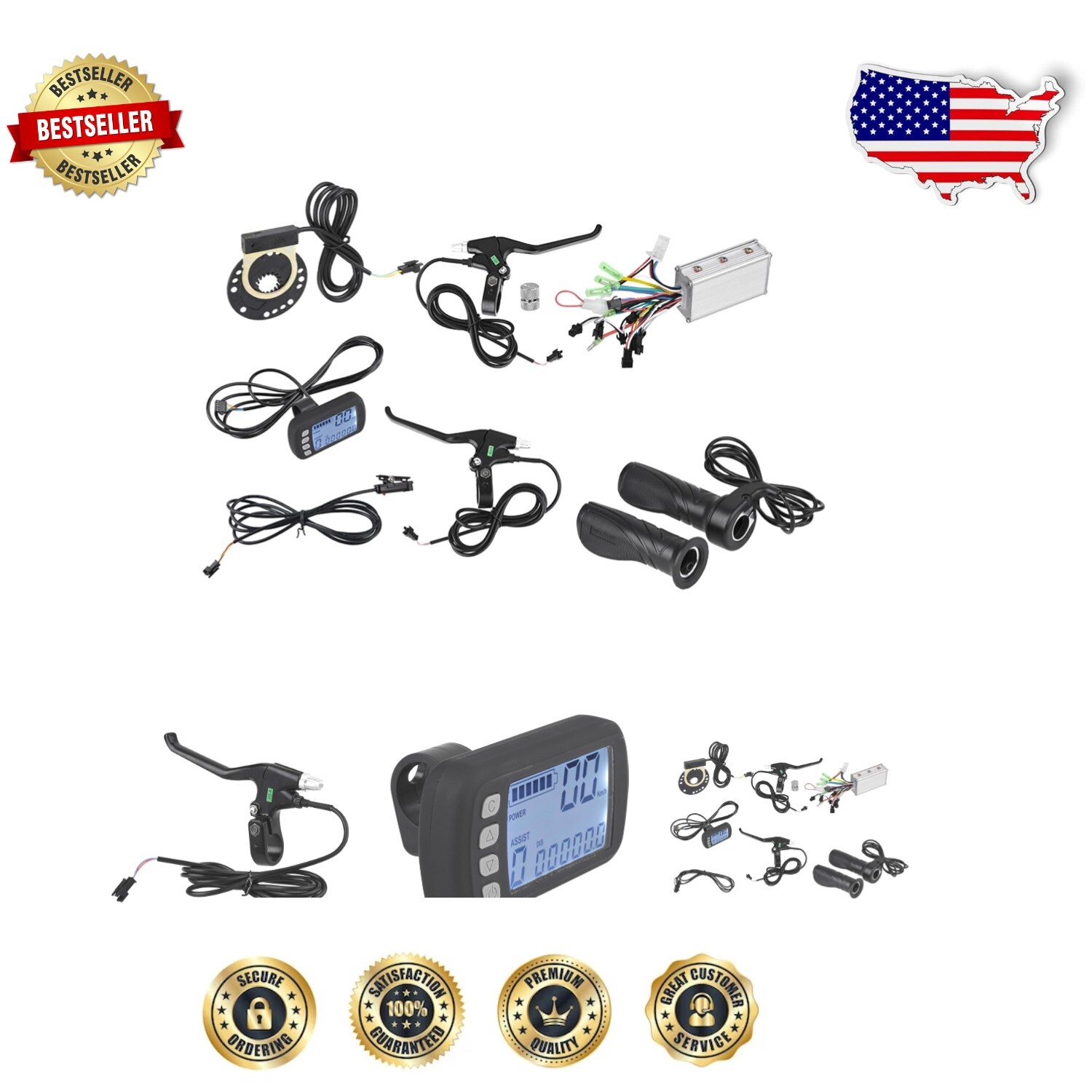 Brushless 36V/48V Electric Bike Controller with LCD Panel for Smooth Rides