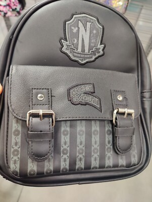 Wednesday Mini Backpack The Addams Family Nevermore Academy Black  Adjustable New | eBay