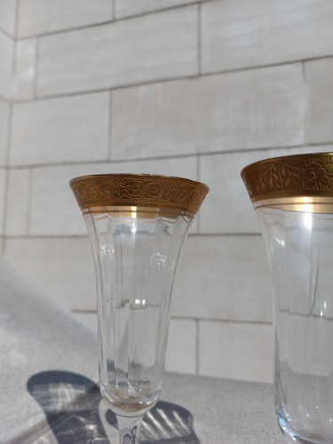 Pair Tiffin-Franciscan Rambler Rose Champagne Flutes 6.75" - Picture 5 of 9