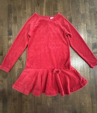 Polarn O Pyret Girls 122 6-8 Velour Drop Waist Red Holiday Dress Sweden