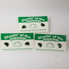 St Patricks Day Earrings Clover Green Leaf 3 Pairs Vintage Lucky